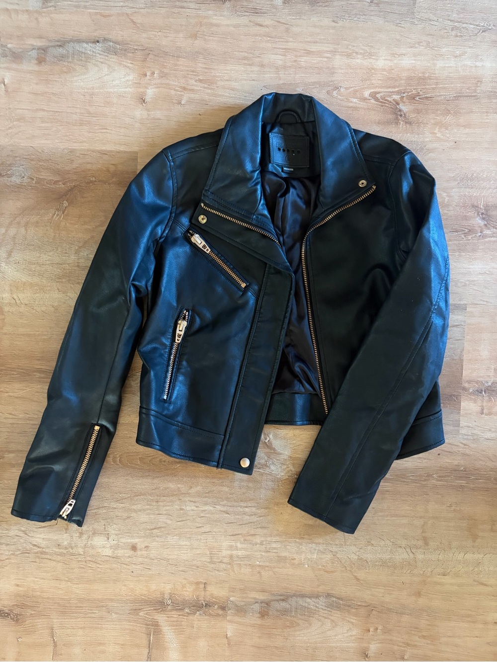 BLANKNYC Black Faux Leather Moto Biker Jacket Size Medium